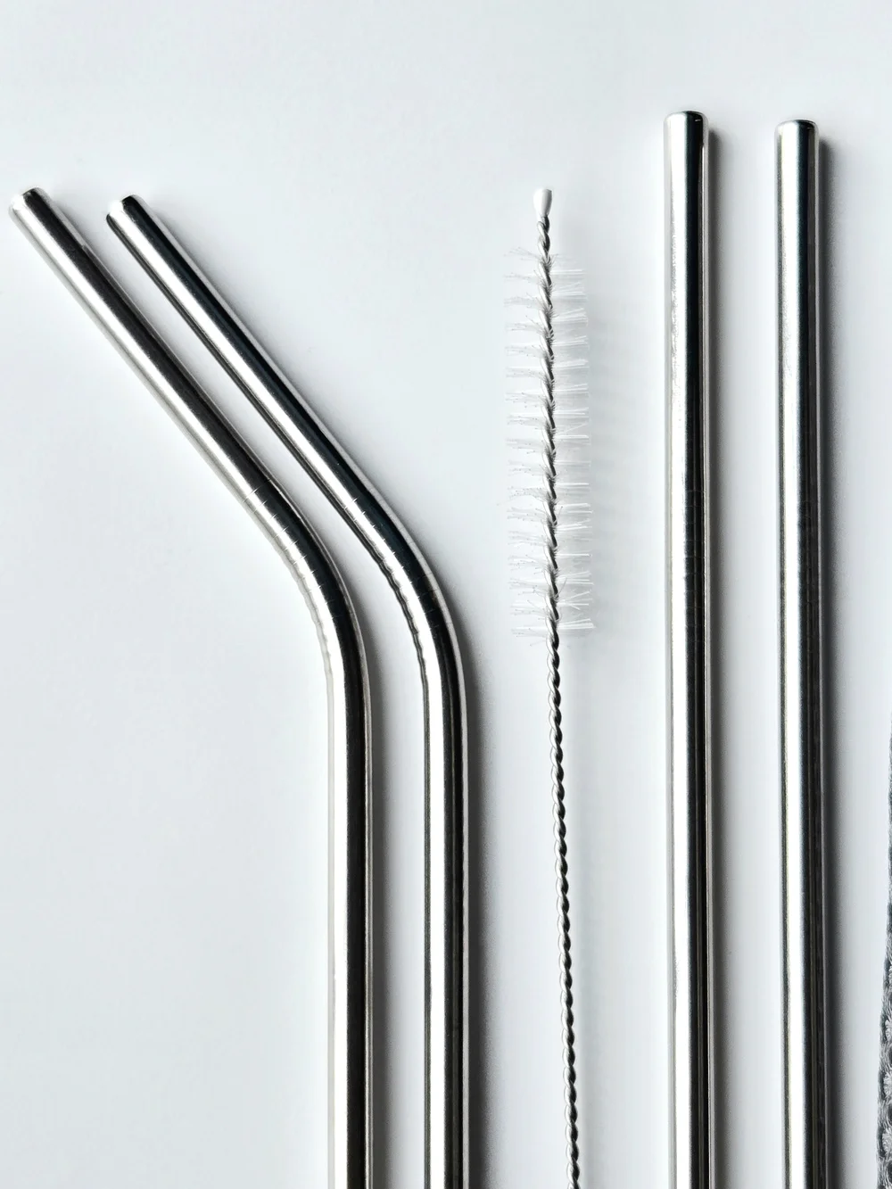 6PC Reusable Stainless Steel Straws Set Eco Friendly Kit + Mesh Travel Bag